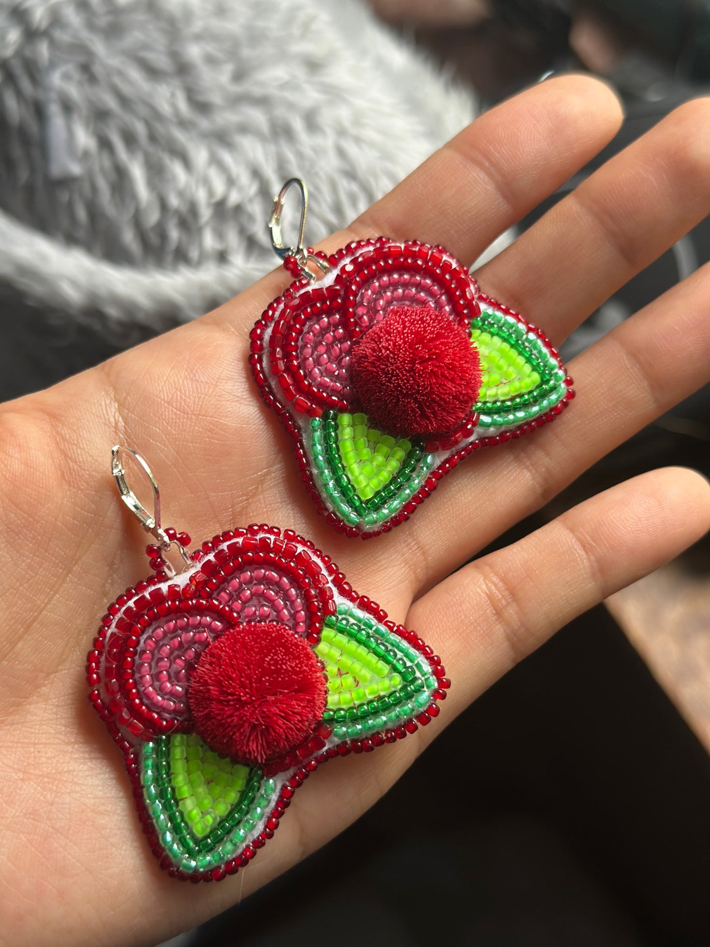 Caribou Tufted Cranberry Earrings