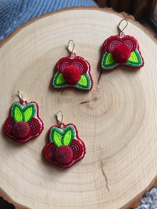 Caribou Tufted Cranberry Earrings