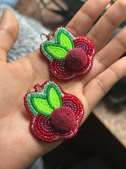 Caribou Tufted Cranberry Earrings